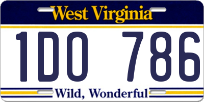 WV license plate 1DO786