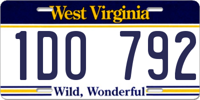 WV license plate 1DO792