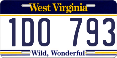 WV license plate 1DO793