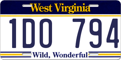 WV license plate 1DO794
