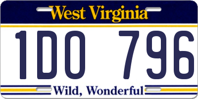WV license plate 1DO796