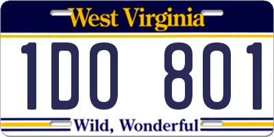 WV license plate 1DO801
