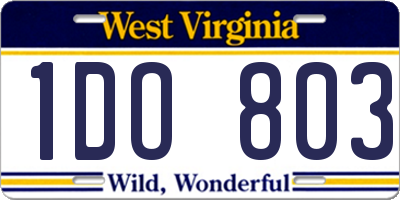 WV license plate 1DO803