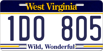 WV license plate 1DO805