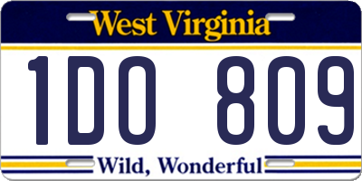 WV license plate 1DO809
