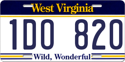 WV license plate 1DO820