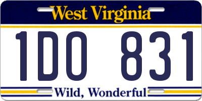 WV license plate 1DO831