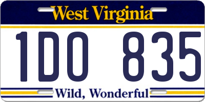 WV license plate 1DO835