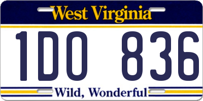 WV license plate 1DO836