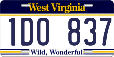 WV license plate 1DO837