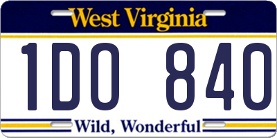 WV license plate 1DO840