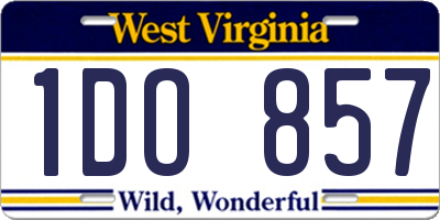 WV license plate 1DO857