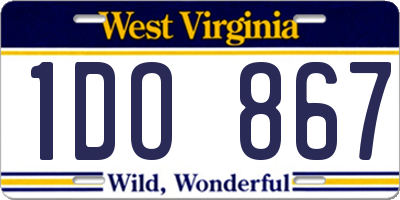 WV license plate 1DO867