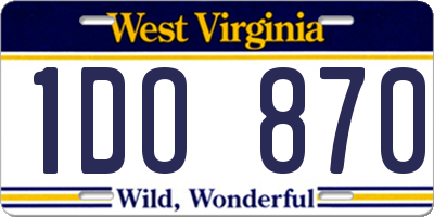 WV license plate 1DO870
