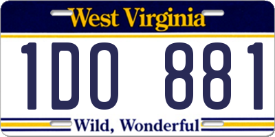 WV license plate 1DO881