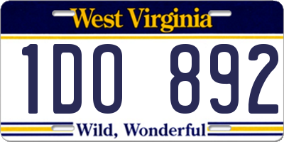 WV license plate 1DO892