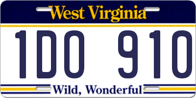 WV license plate 1DO910