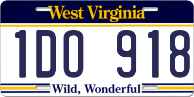 WV license plate 1DO918