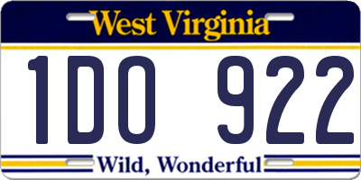 WV license plate 1DO922