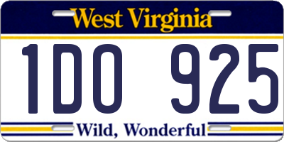 WV license plate 1DO925