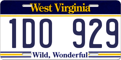 WV license plate 1DO929