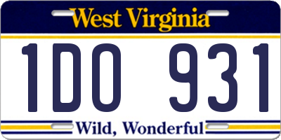 WV license plate 1DO931
