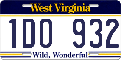 WV license plate 1DO932