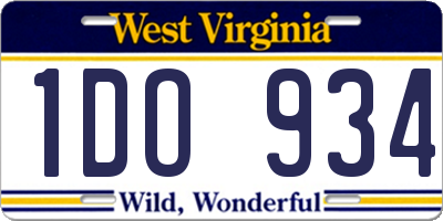 WV license plate 1DO934