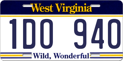 WV license plate 1DO940