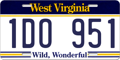 WV license plate 1DO951
