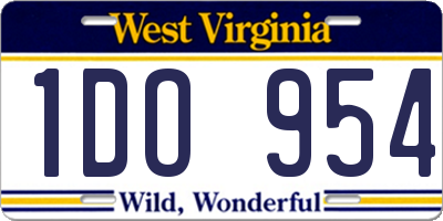 WV license plate 1DO954