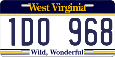 WV license plate 1DO968