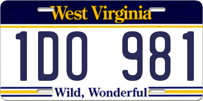 WV license plate 1DO981