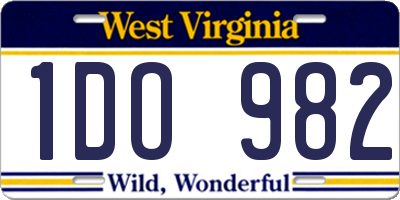 WV license plate 1DO982