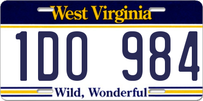 WV license plate 1DO984