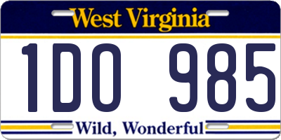 WV license plate 1DO985