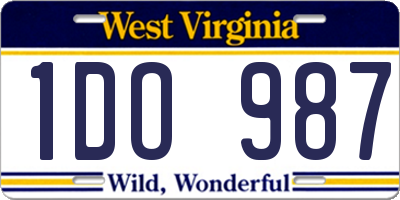 WV license plate 1DO987