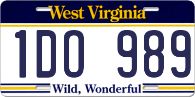 WV license plate 1DO989