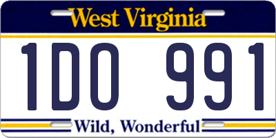 WV license plate 1DO991