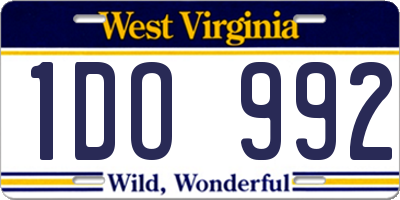 WV license plate 1DO992