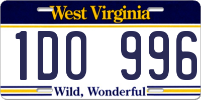 WV license plate 1DO996