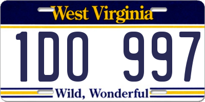 WV license plate 1DO997