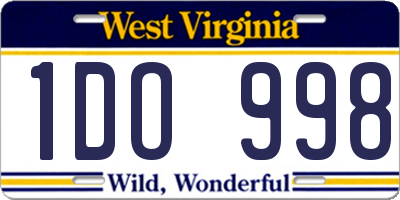 WV license plate 1DO998