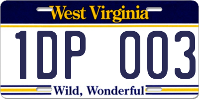 WV license plate 1DP003