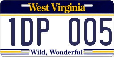 WV license plate 1DP005