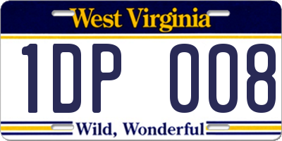 WV license plate 1DP008