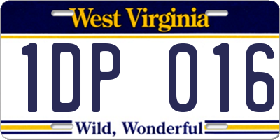 WV license plate 1DP016