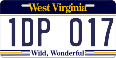 WV license plate 1DP017