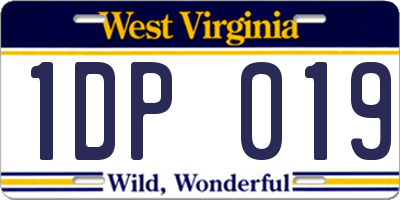 WV license plate 1DP019