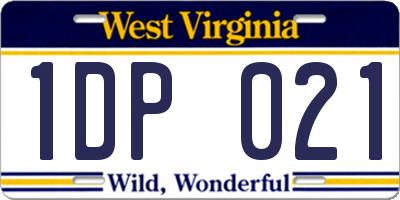 WV license plate 1DP021